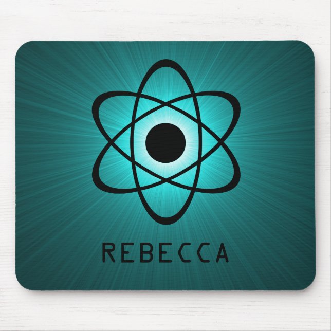 Nerdy Atomic Mousepad, Teal Mouse Mat (Front)