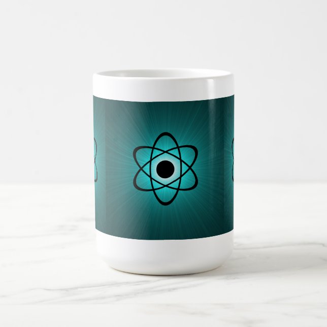Nerdy Atomic Mug, Teal Coffee Mug (Center)