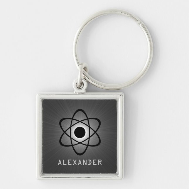 Nerdy Atomic Premium Keychain, Grey Key Ring (Front)