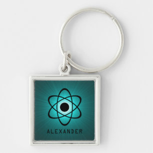 Nerdy Atomic Premium Keychain, Teal Key Ring