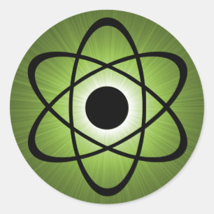 Nerdy Atomic Stickers, Green Classic Round Sticker