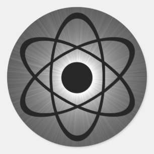 Nerdy Atomic Stickers, Grey Classic Round Sticker