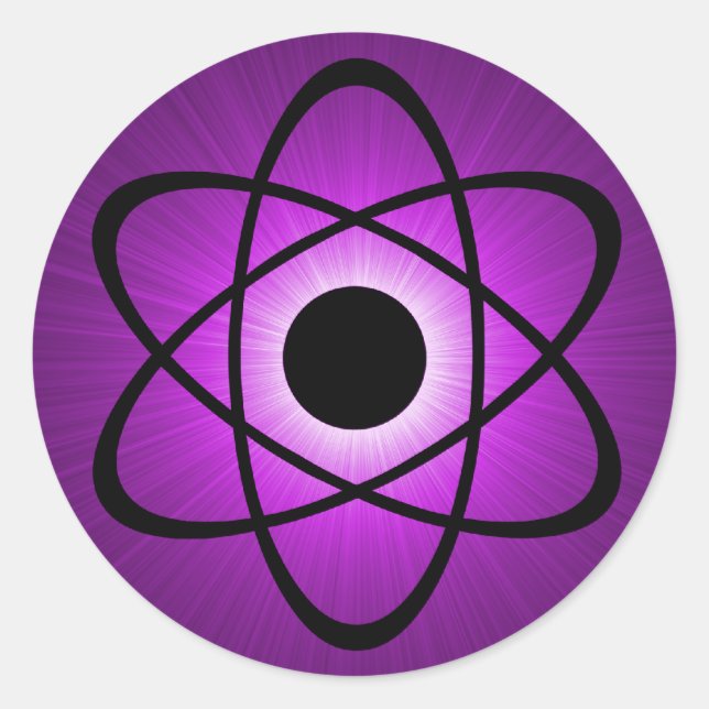 Nerdy Atomic Stickers, Purple Classic Round Sticker (Front)