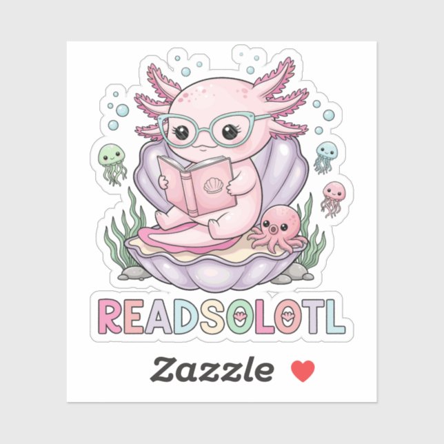 Nerdy Axolotl Reading Book (Sheet)