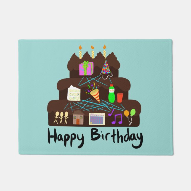 Nerdy Birthday Neural Network Doormat (Front)