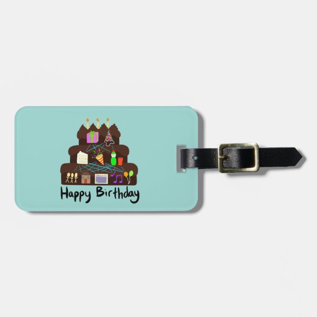 Nerdy Birthday Neural Network Luggage Tag (Front Horizontal)