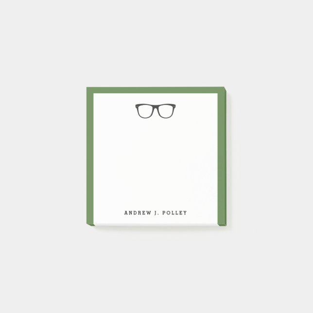 Nerdy Black Glasses Customised Square Post-It Post-it Notes (Front)