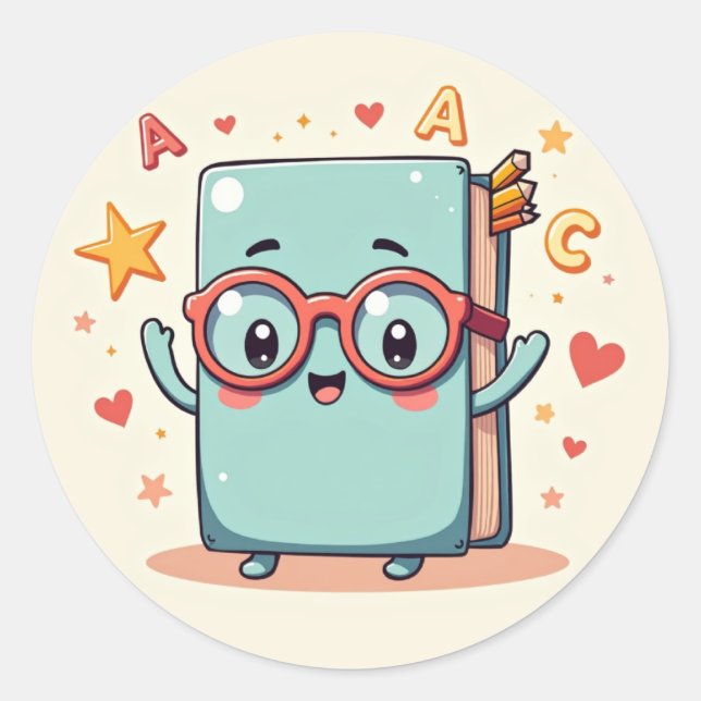 Nerdy Book Buddy – Kawaii Book Sticker (Front)
