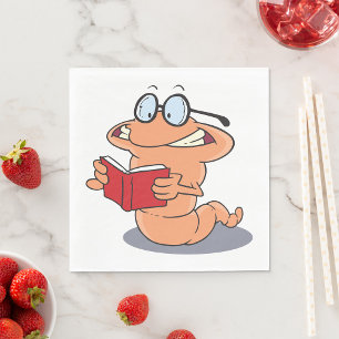 Nerdy Bookworm Reading A Book Napkin