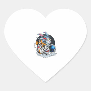 Nerdy Bunny Astronaut in Space, Explorer Spaceman Heart Sticker