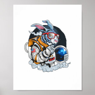 Nerdy Bunny Astronaut in Space, Explorer Spaceman Poster