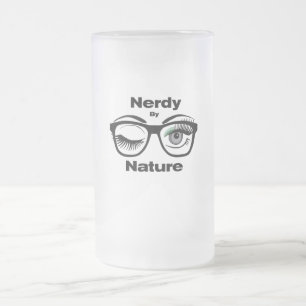 Nerdy by Nature Funny Geek Design with Glasses Frosted Glass Beer Mug
