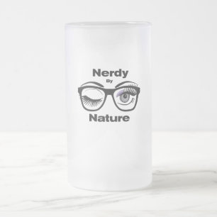 Nerdy by Nature Funny Geek Design with Glasses Frosted Glass Beer Mug