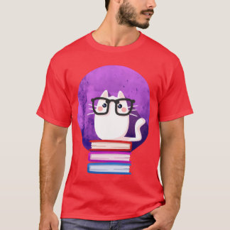 Nerdy Cat Book Nerd Librarians boy T-Shirt