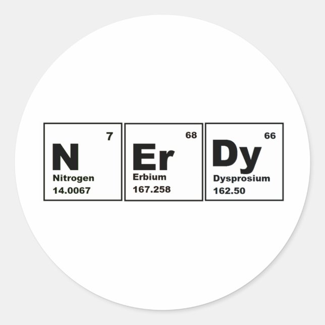 Nerdy Chemistry Product! Classic Round Sticker (Front)