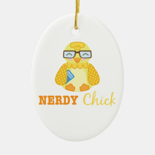 Nerdy Chick Ceramic Tree Decoration