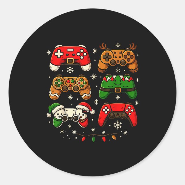 Nerdy Christmas Shirt For Boys Men, Xmas Gaming Co Classic Round Sticker (Front)