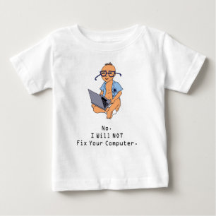 Nerdy Computer Baby T-Shirt Tan Skin