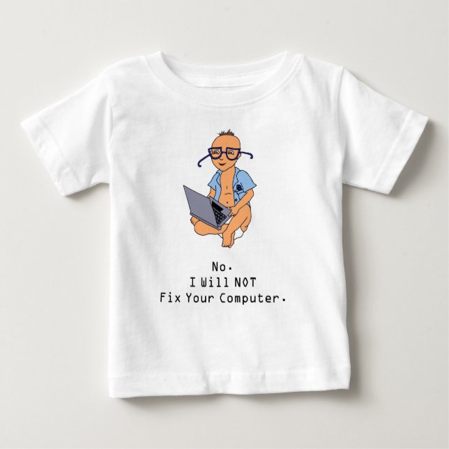 Nerdy Computer Baby T-Shirt Tan Skin (Front)