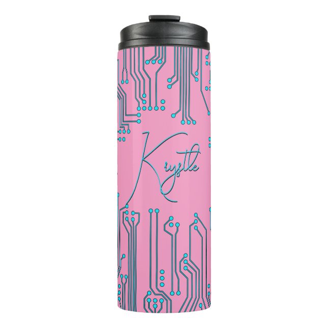  Nerdy Computer Chip Pink Feminine Name Thermal Tumbler (Front)