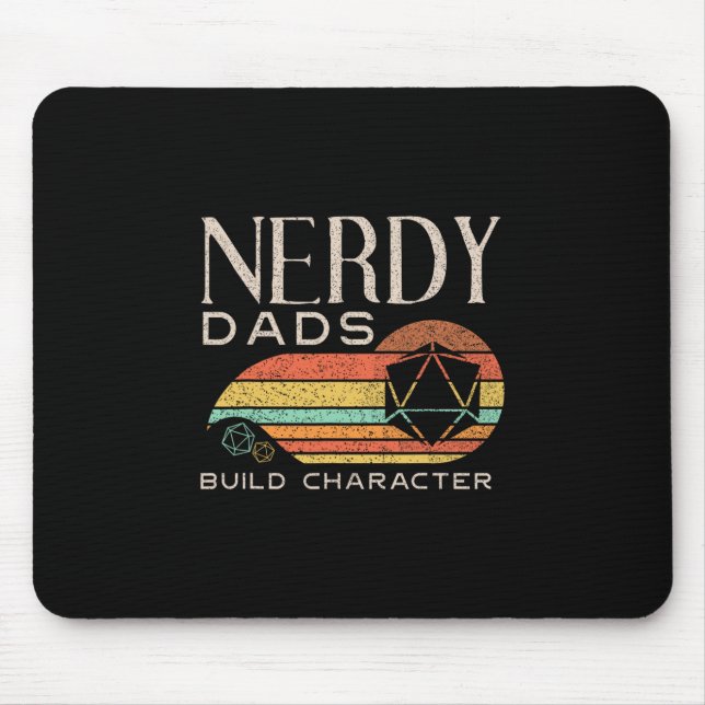 Nerdy Dads Build Character Funny Rpg Gaming D20 Di Mouse Mat (Front)