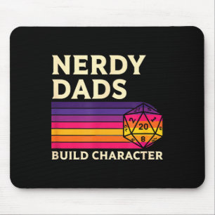 Nerdy Dads Build Character, Retro Tabletop Rpg Fat Mouse Mat