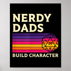 Nerdy Dads Build Character, Retro Tabletop Rpg Fat Poster