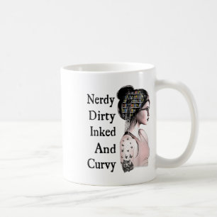 Nerdy Dirty Inked &amp; Curvy Reading Lovers Tatto Coffee Mug