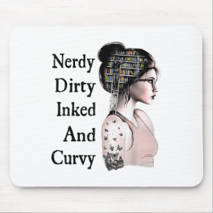 Nerdy Dirty Inked &amp; Curvy Reading Lovers Tatto Mouse Mat