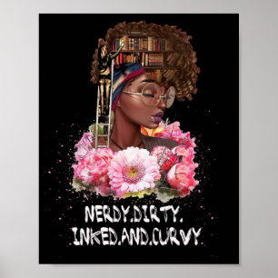 Nerdy Dirty Inked Curvy Women Love Book In Head Poster