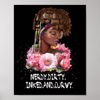 Nerdy Dirty Inked Curvy Women Love Book In Head Poster