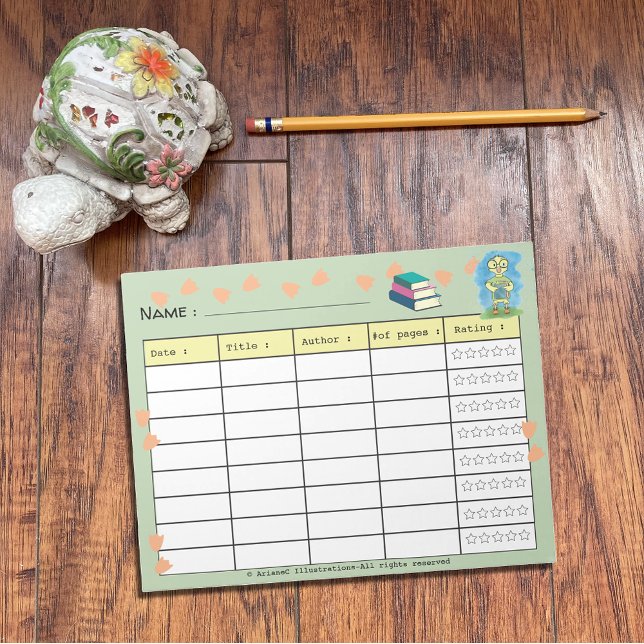 Nerdy Duckling Kid Spring Book Log with Ratings Notepad (Creator Uploaded)