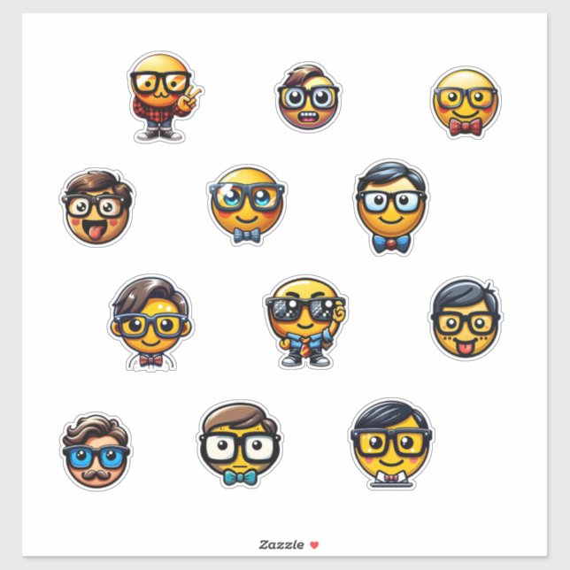 Nerdy Emoji Heads - A Collection of Cute, Geeky Em (Sheet)