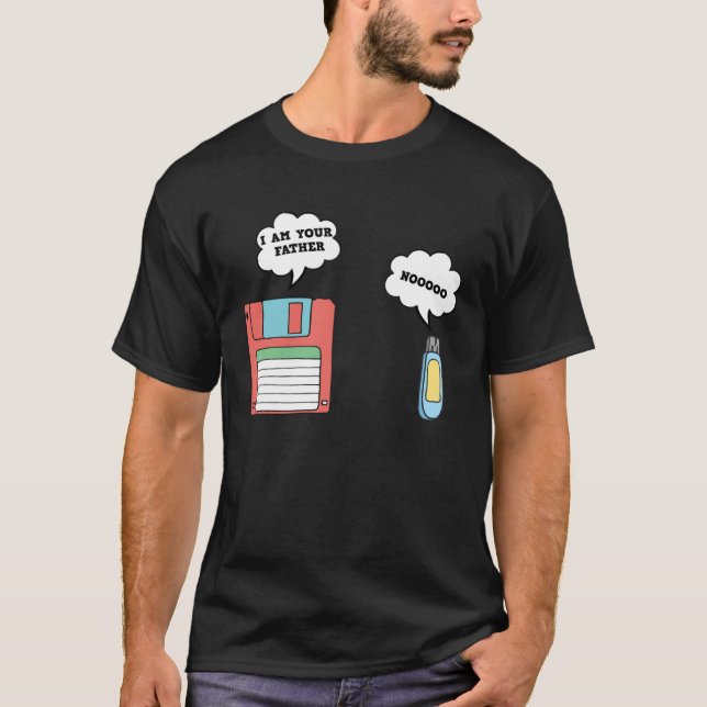 Nerdy Father Floppy Disc Flash Drive Computer Geek T-Shirt (Front)