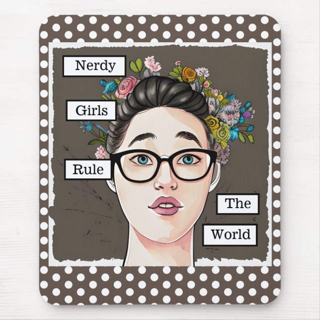 Nerdy Girls Rule the World Mouse Mat (Front)