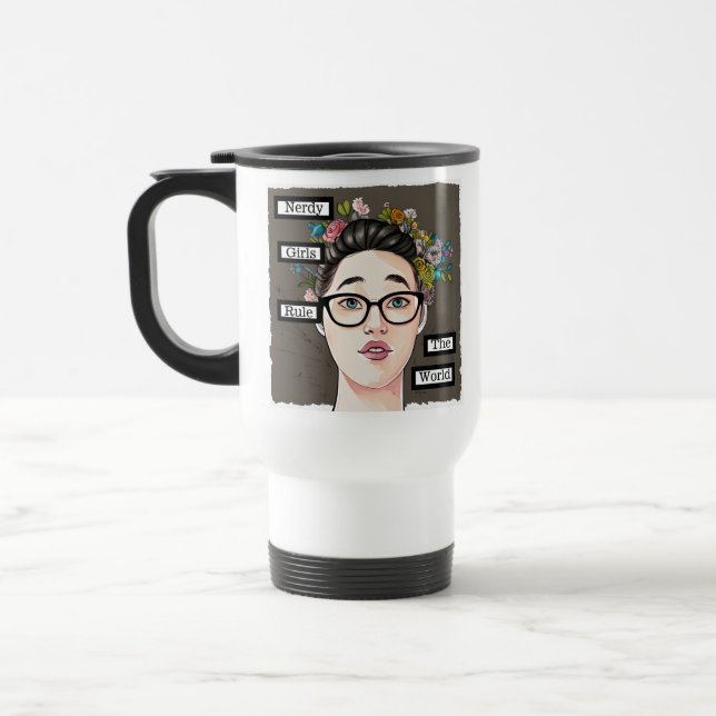 Nerdy Girls Rule the World Travel Mug (Left)