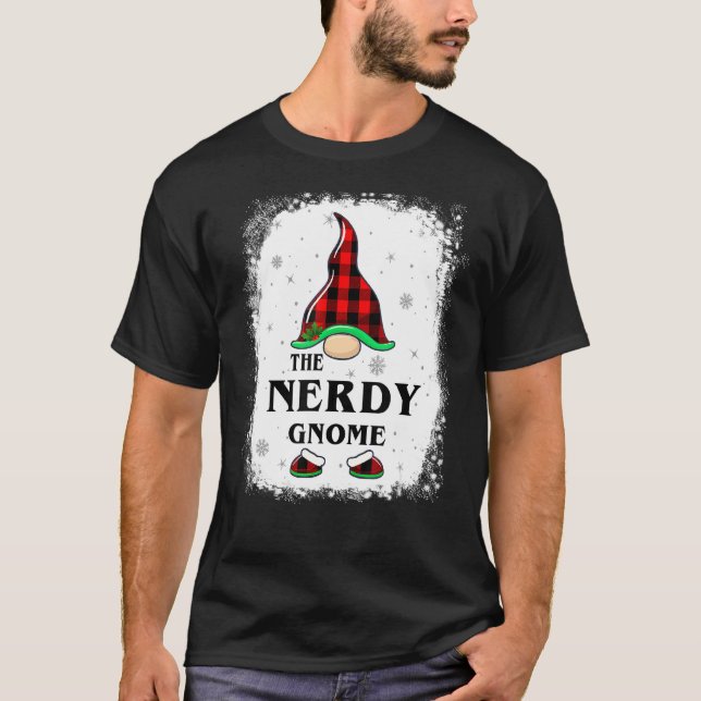 Nerdy Gnome Buffalo Plaid Matching Family Xmas Paj T-Shirt (Front)