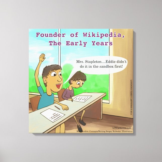 Nerdy Kids Funny Cartoon Canvas Print (Front)