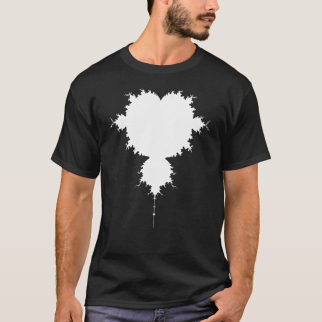 Nerdy Mandelbrot White Fractal Chaos Physics Math  T-Shirt (Front)