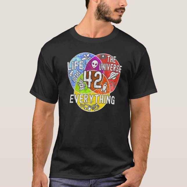 Nerdy Meaning of Life 42 Venn Diagram Math Teacher T-Shirt (Front)