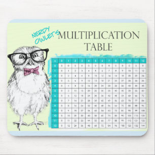 Nerdy Owl multiplication table Mouse Mat
