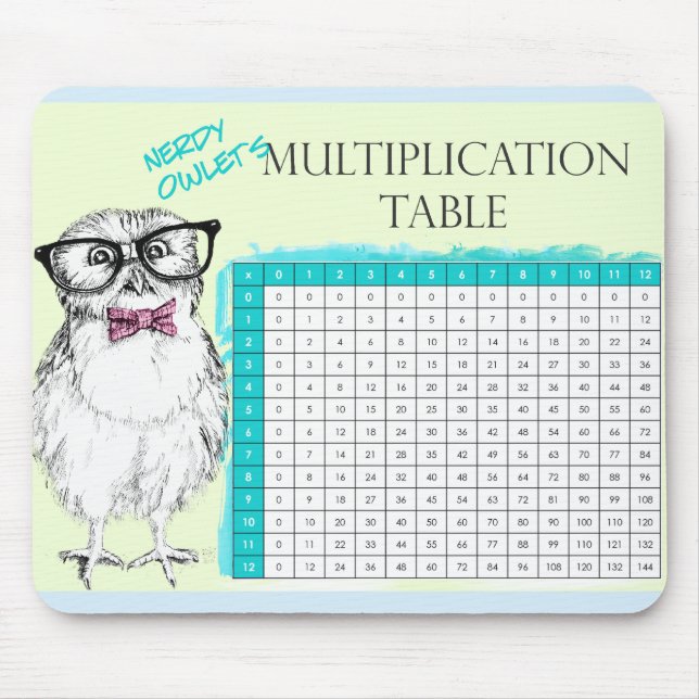 Nerdy Owl multiplication table Mouse Mat (Front)