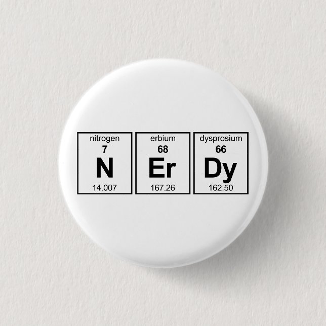 NErDy Periodic Table 3 Cm Round Badge (Front)
