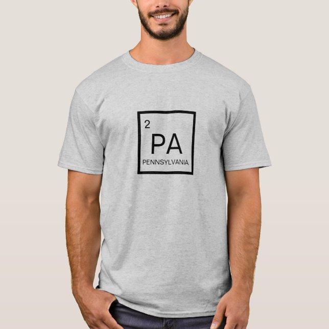 Nerdy Periodic Table Element of Pennsylvania T-Shirt (Front)