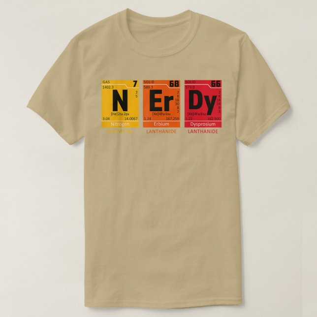 Nerdy Periodic Table Funny Science  T-Shirt (Design Front)