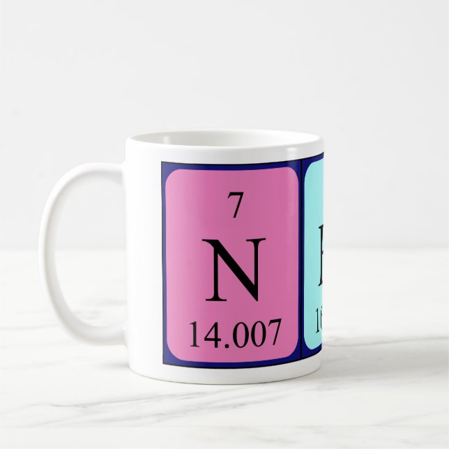 Nerdy periodic table word mug (Left)