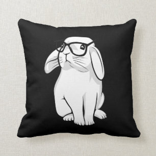 Nerdy Rabbit Cute Bunny Pet With Glasses Cushion