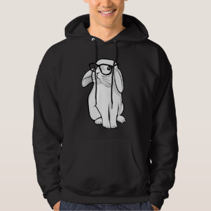 Nerdy Rabbit Cute Bunny Pet With Glasses Hoodie