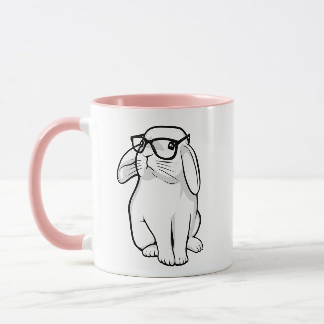 Nerdy Rabbit Cute Bunny Pet With Glasses Mug (Left)