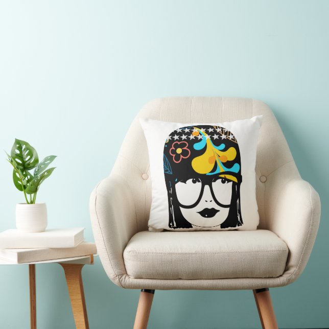 Nerdy Roaring 20's  Portrait Flapper Girl Cushion (Chair)